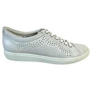 ECCO‎ Soft 7 Trend Tie Perforated Leather Sneakers Light Grey Shadow Size 10